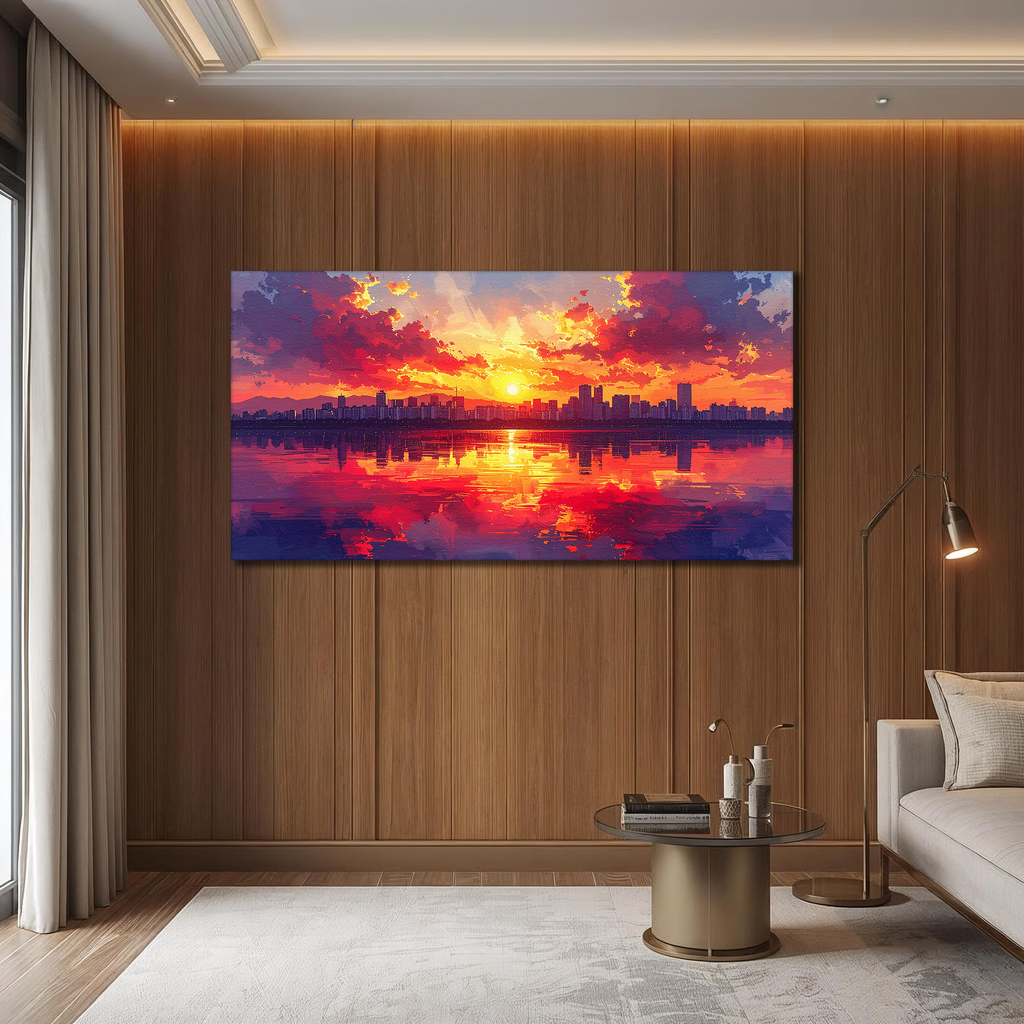 Crimson Sunset Over Seoul (Landscape Canvas Edition)