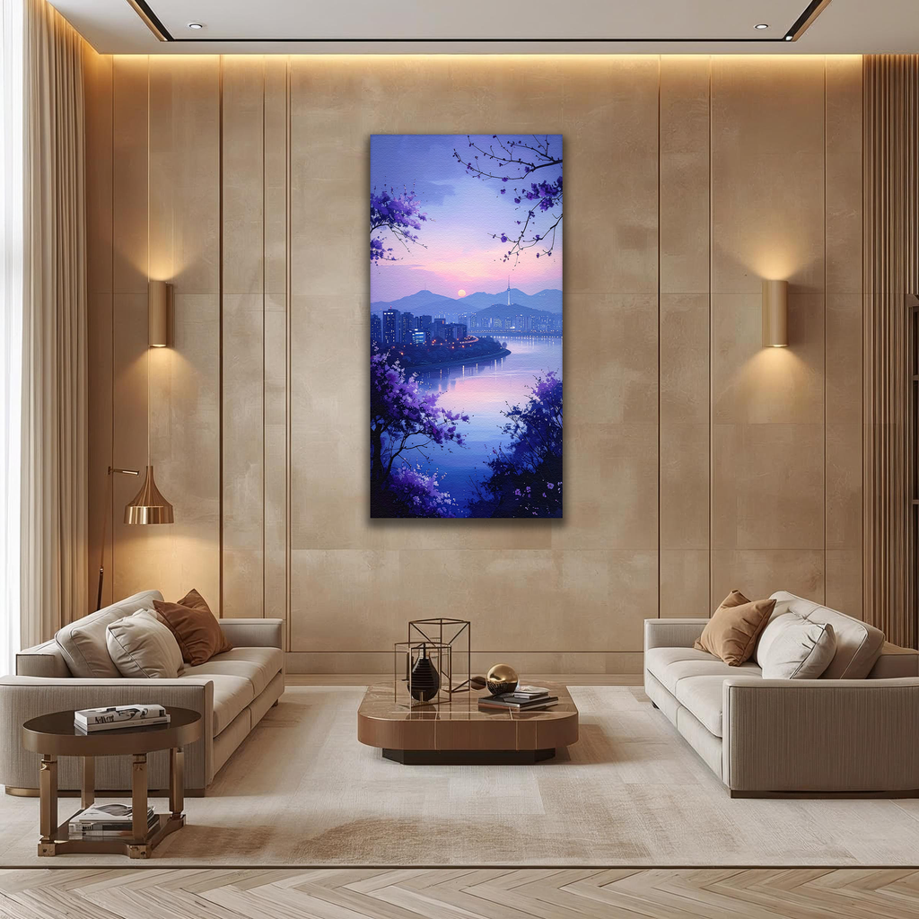 Seoul Dusk over Han River (Portrait Canvas Edition)