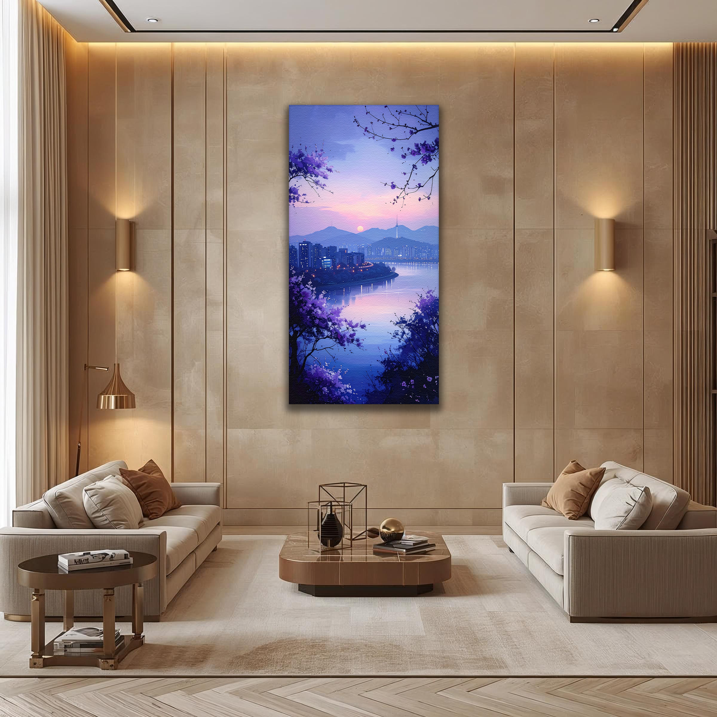 Seoul Dusk over Han River (Portrait Canvas Edition)