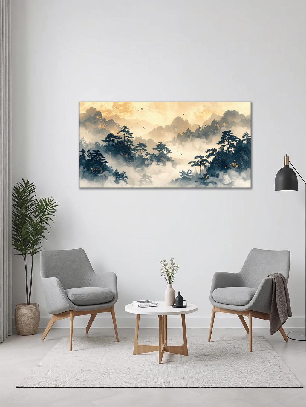 Golden Dawn over Misty Peaks (Landscape Canvas Edition)