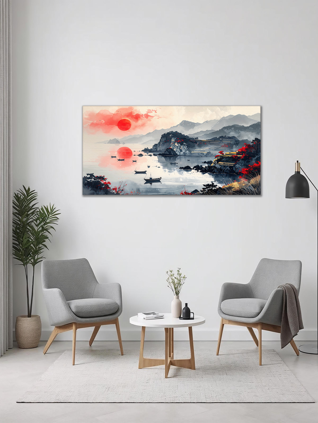 Rising Sun over Tranquil Shores (Landscape Canvas Edition)