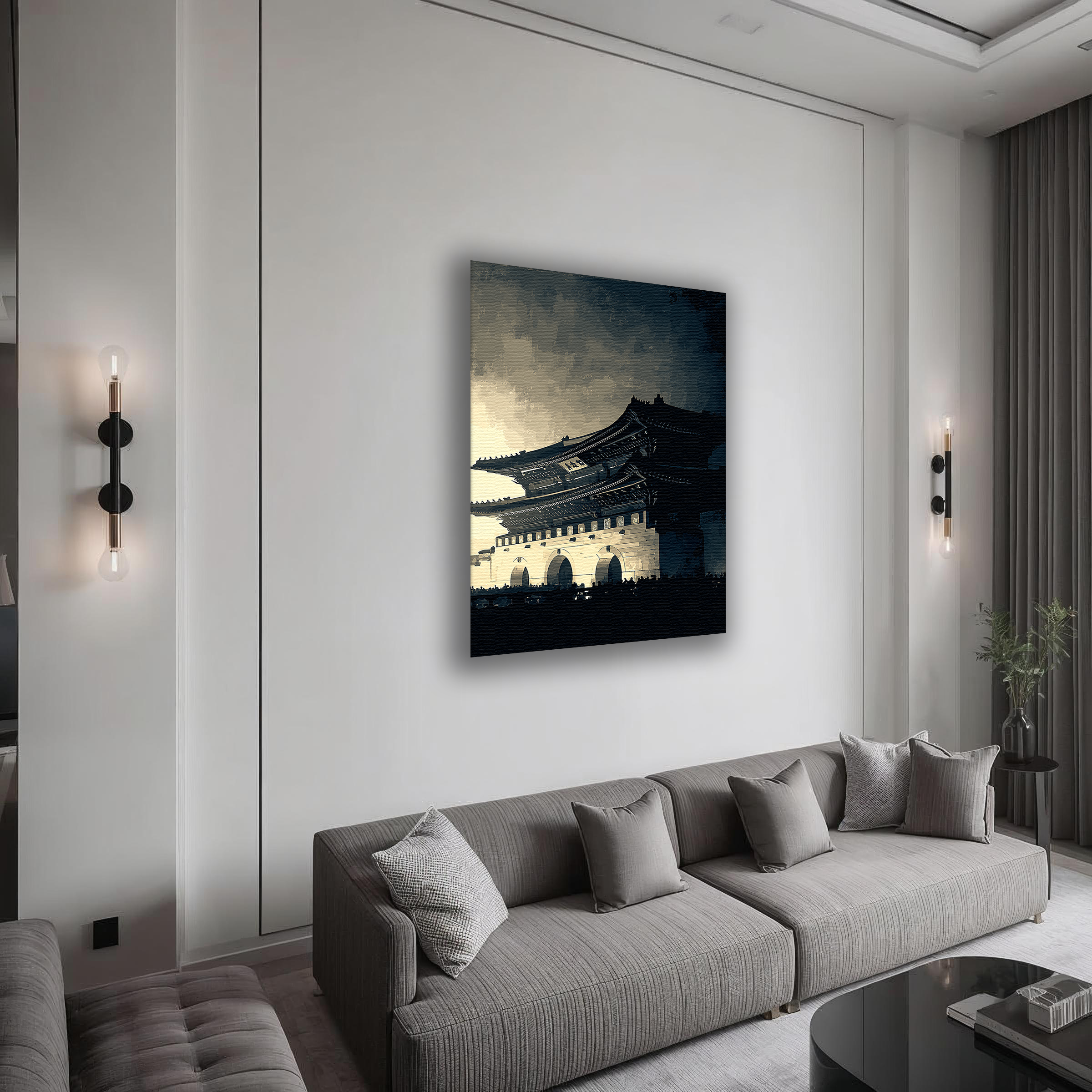 Korean Heritage Gate Canvas Art | Night Shadow Portrait