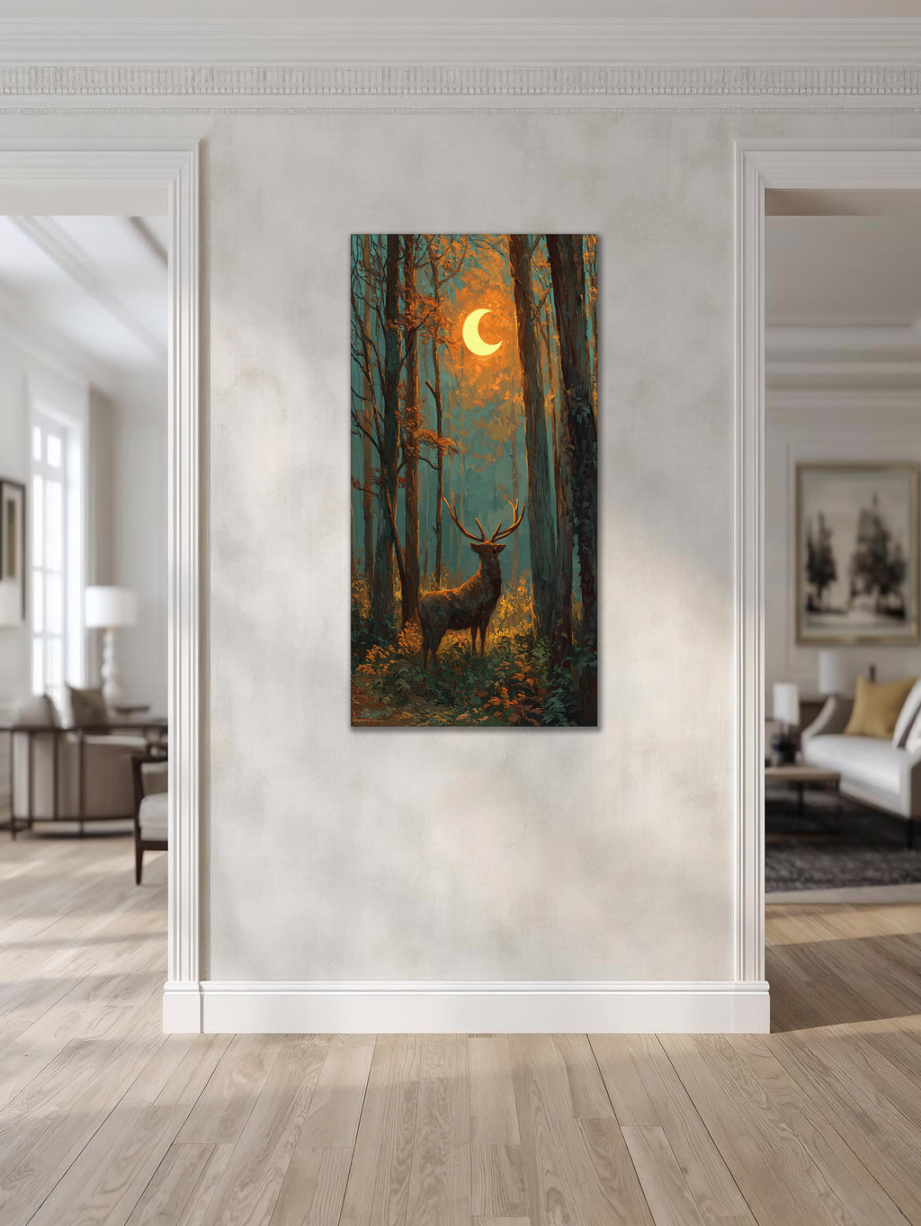 Forest Guardian under Crescent Light (Portrait Canvas Edition)