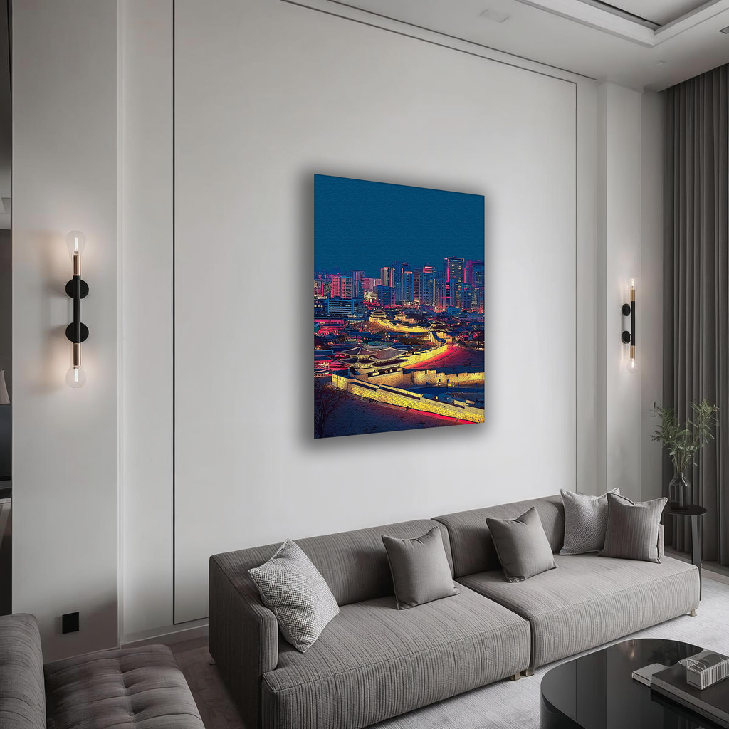 Korean Cityscape Canvas Art | Suwon Fortress Night Glow