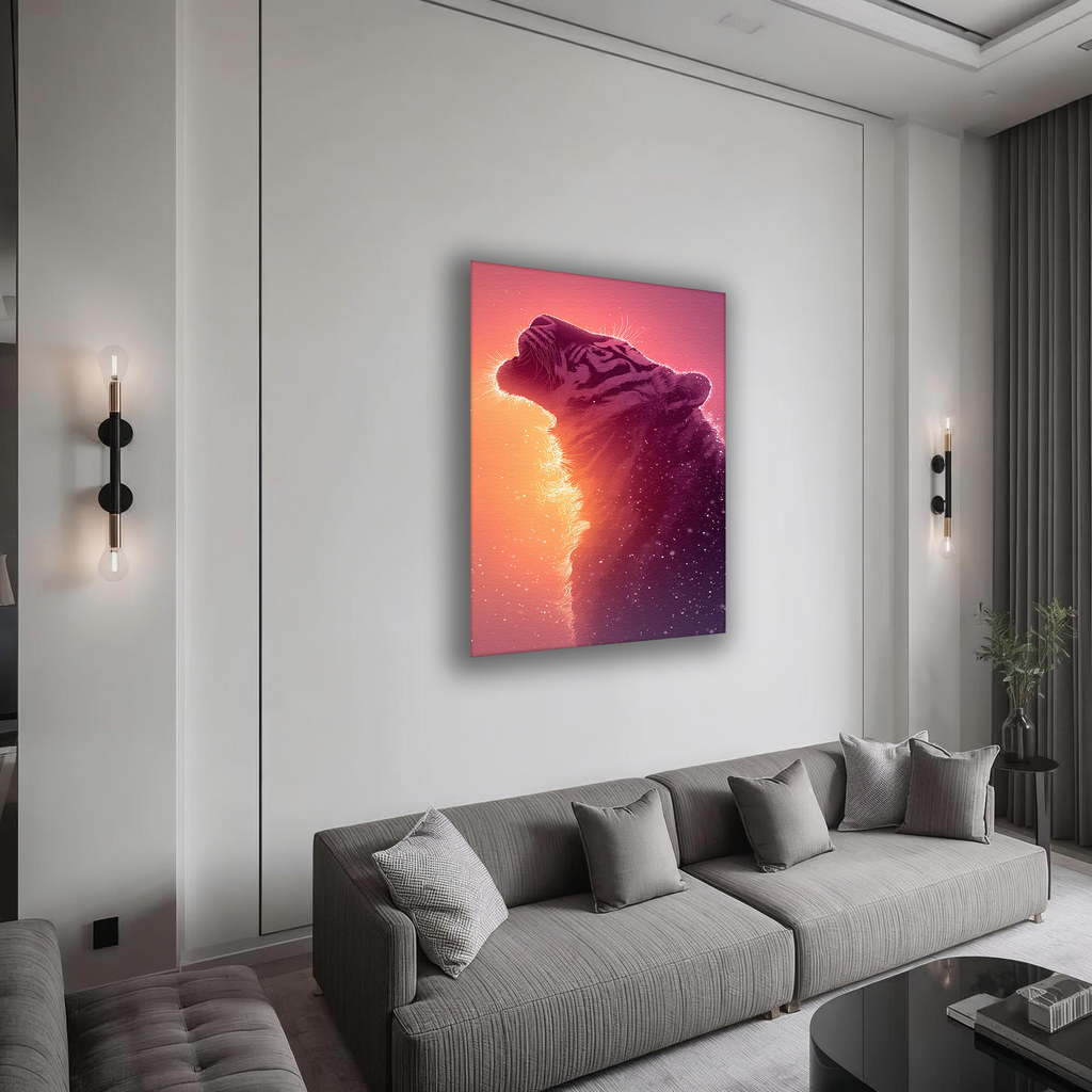 Korean Tiger Sunset Vertical Canvas Art – Powerful Animal Wall Decor