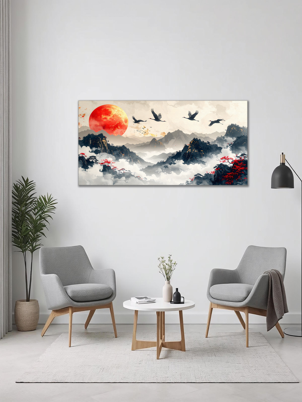 Flight under the Crimson Sun (Landscape Canvas Edition)