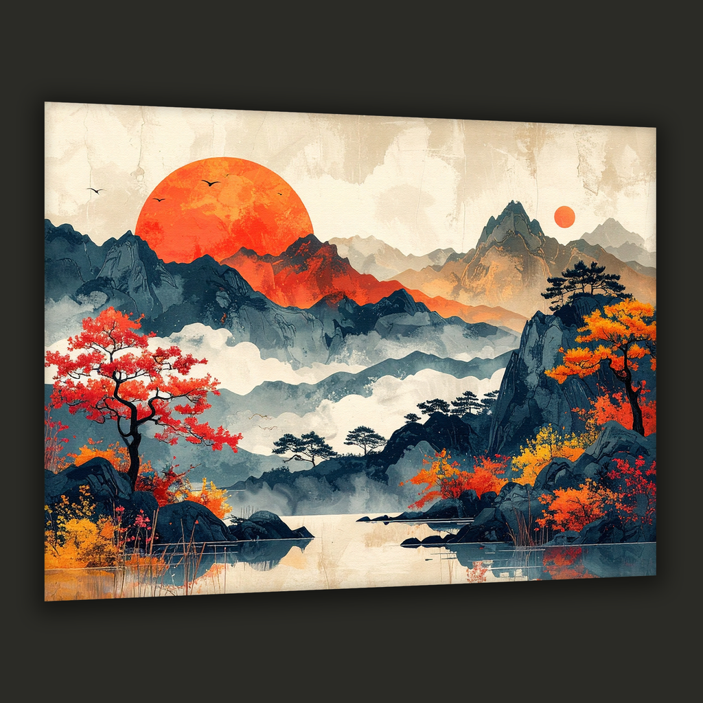 Eternal Dawn over Korean Peaks – Korean Mountain Landscape Canvas Art