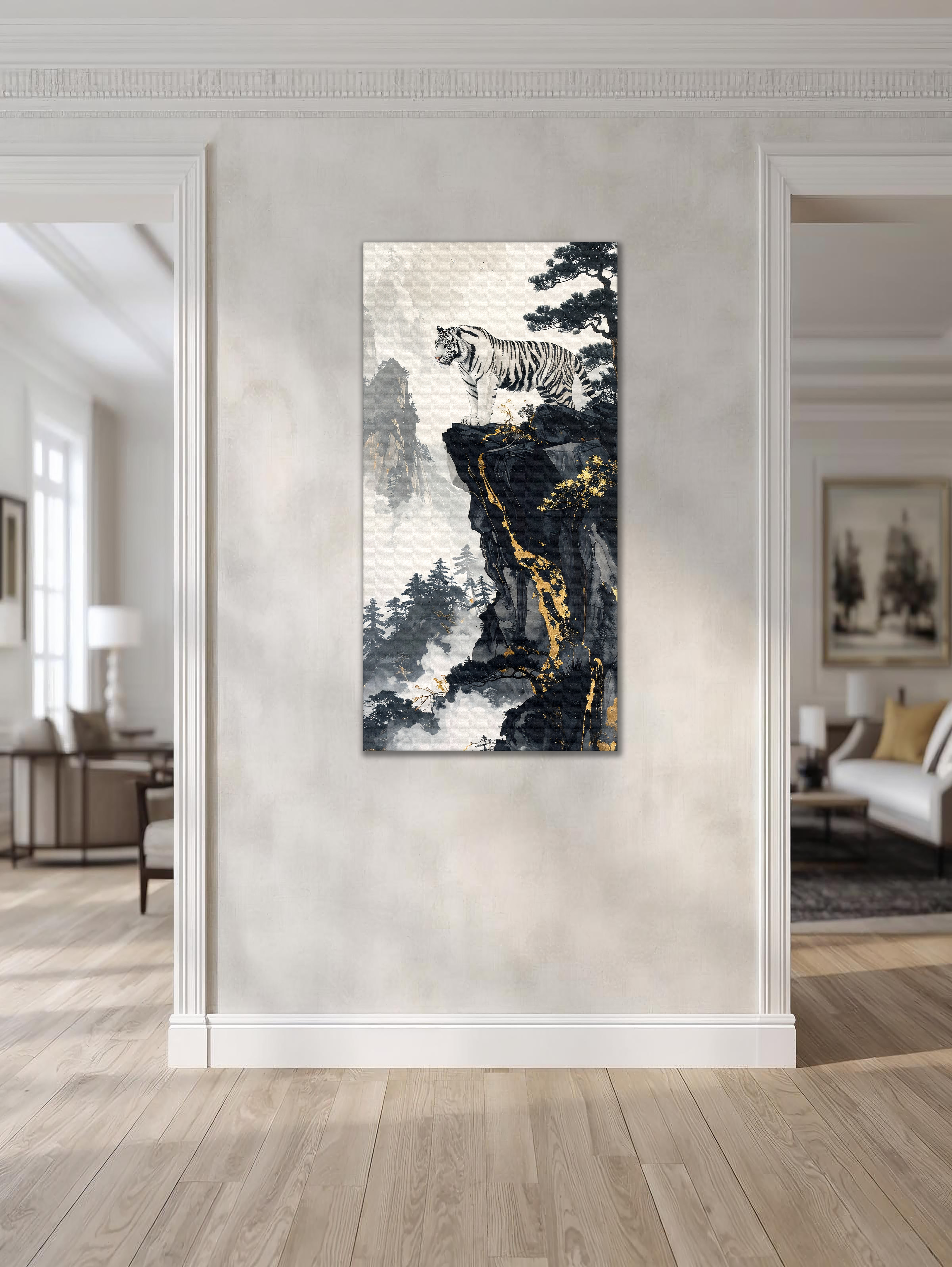 The Guardian White Tiger of the Peaks (Portrait Canvas Edition)