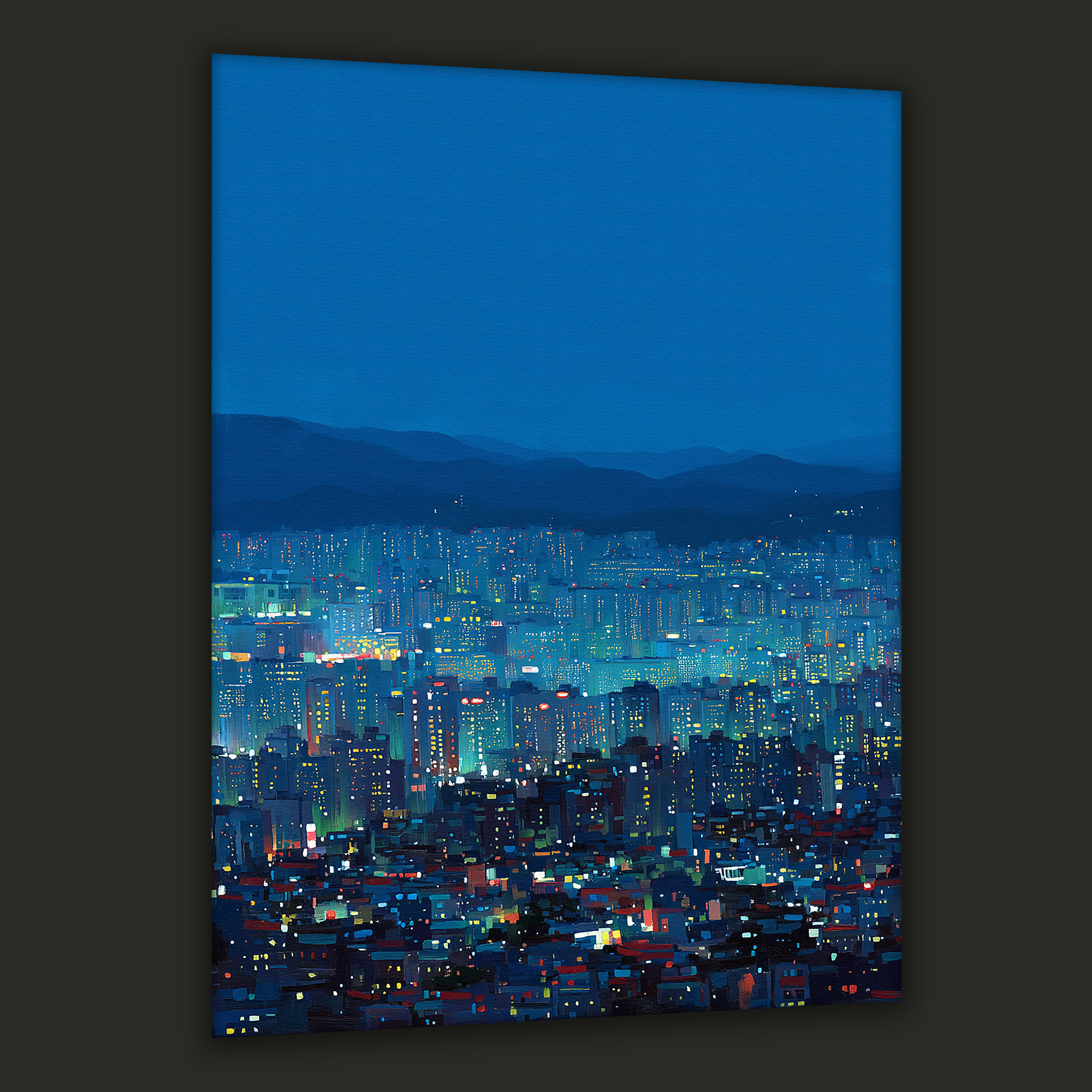 Korean Midnight Skyline Canvas Art