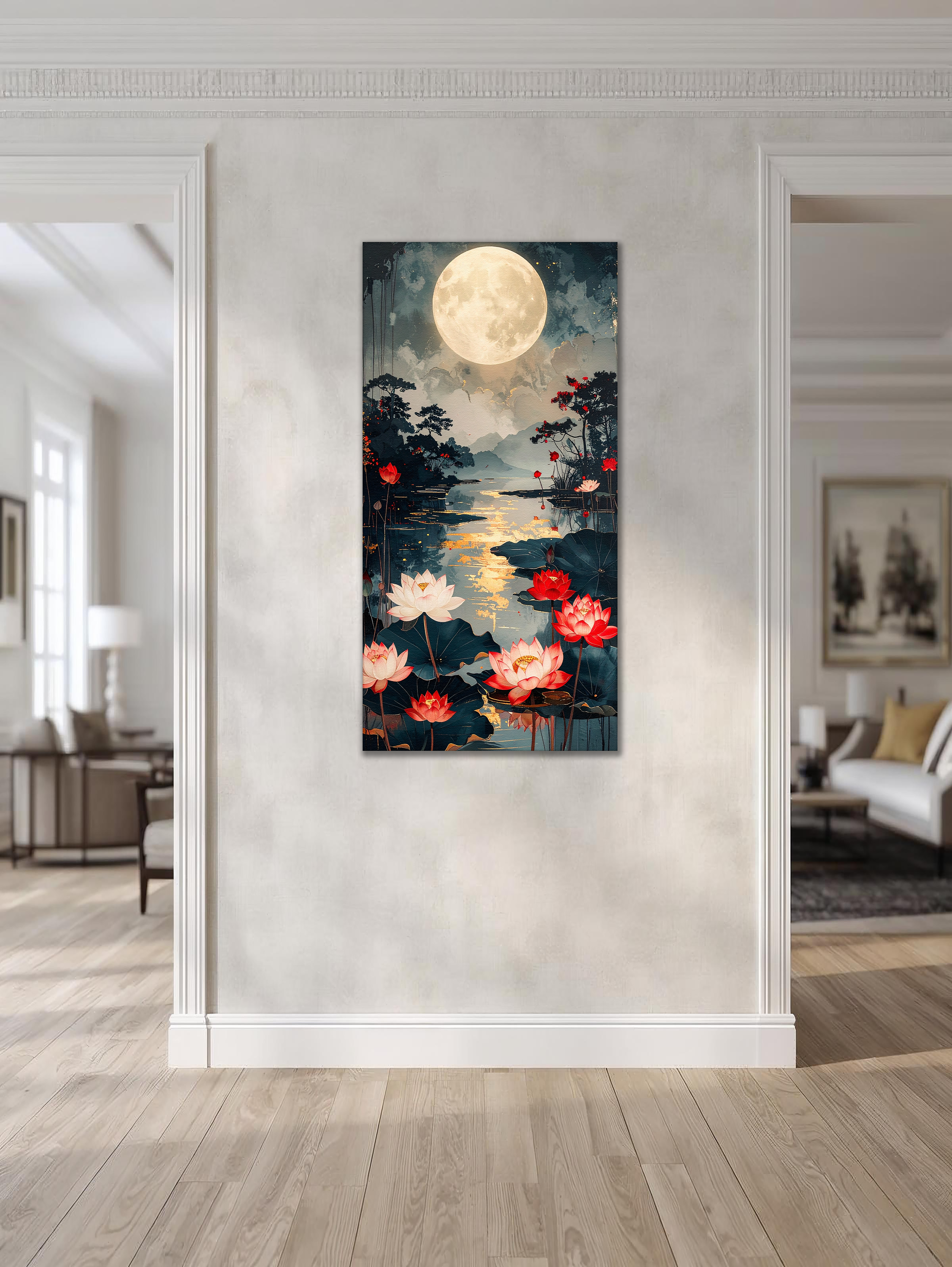 Moonlit Lotus Serenity (Portrait Canvas Edition)