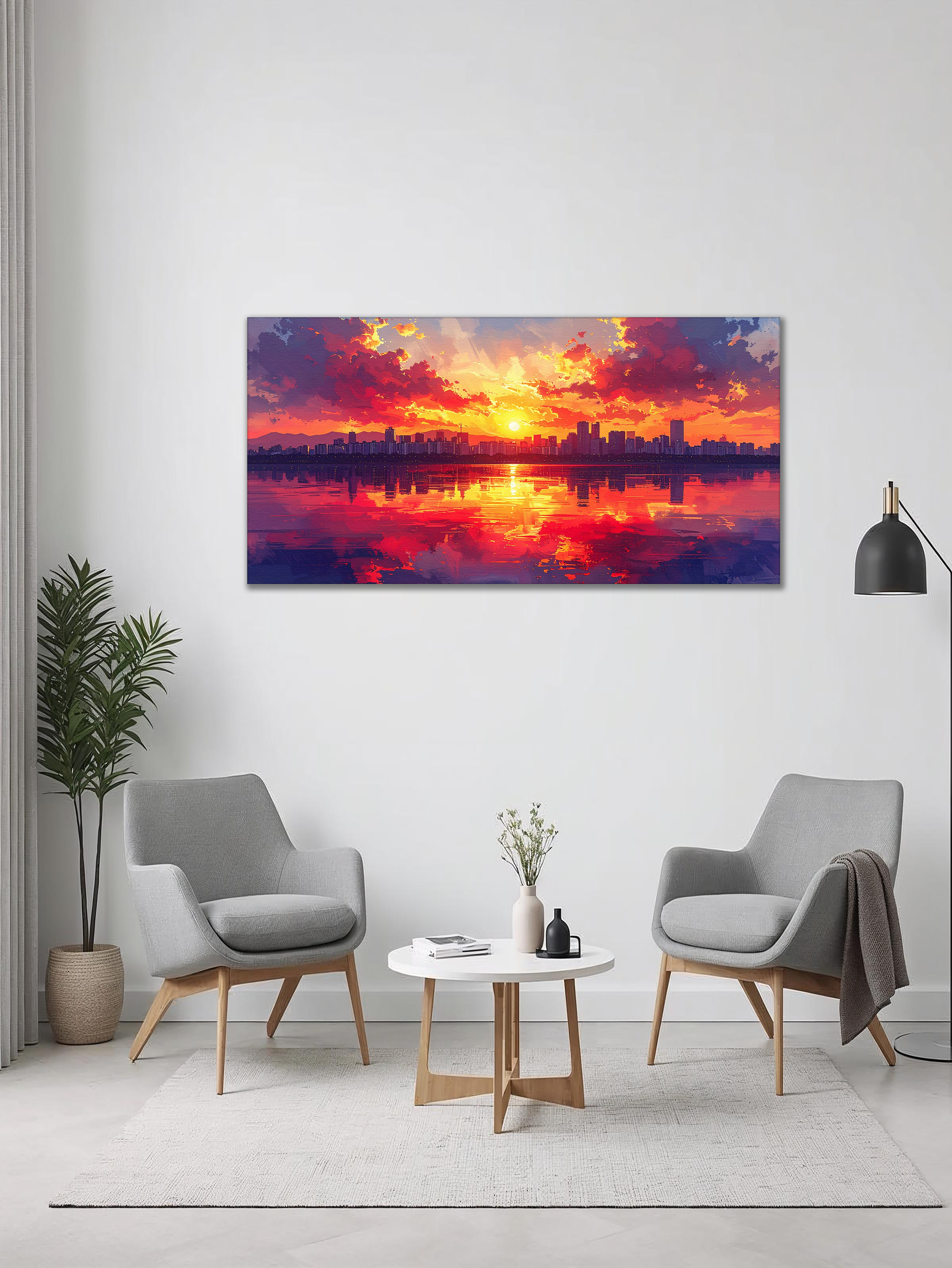 Crimson Sunset Over Seoul (Landscape Canvas Edition)