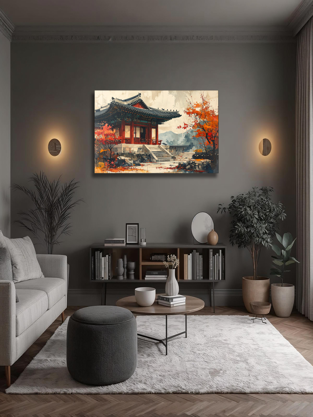 Autumn at the Hanok Pavilion – Korean Traditional Architecture Canvas Art