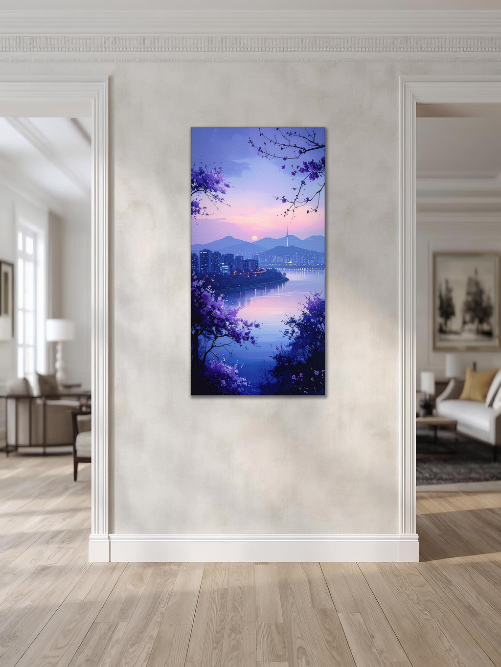 Seoul Dusk over Han River (Portrait Canvas Edition)