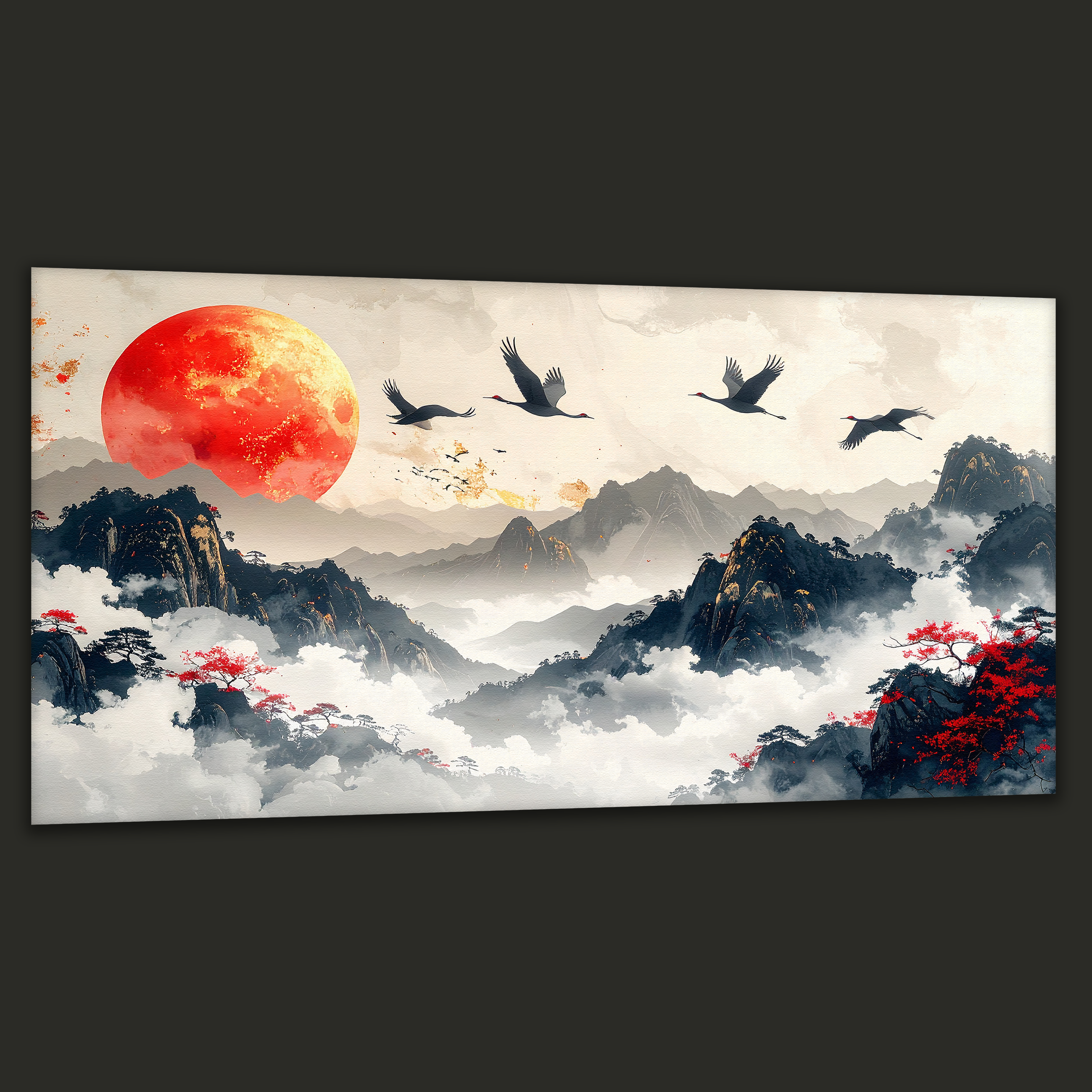 Flight under the Crimson Sun (Landscape Canvas Edition)