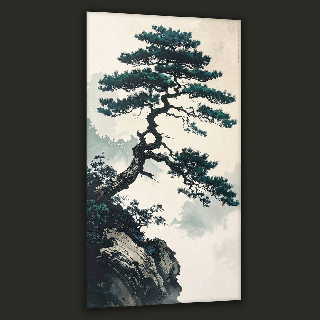 The Lone Pine of Tranquil Peaks (Portrait Canvas Edition)