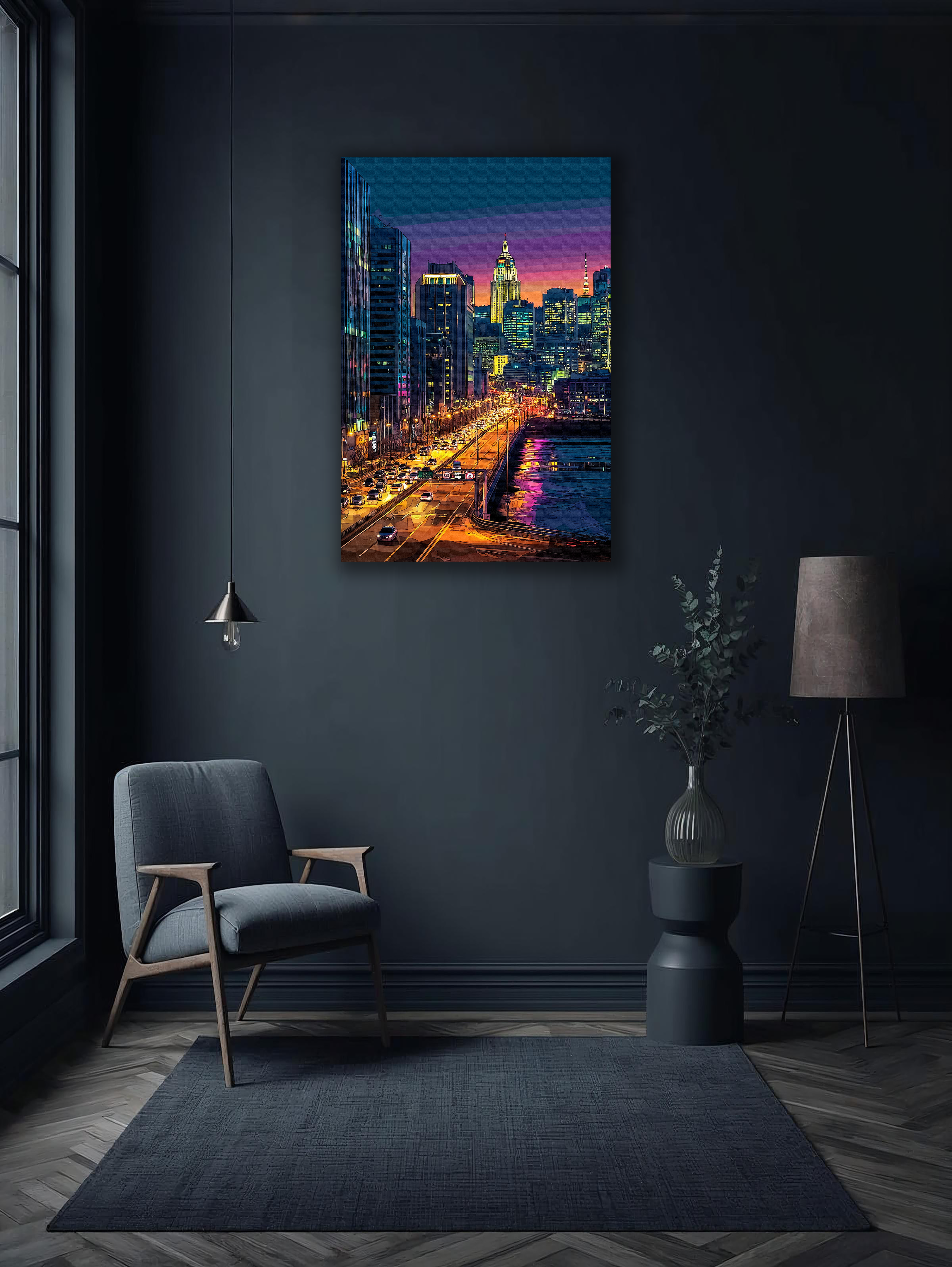 Korean Cityscape Canvas Art | Seoul Sunset Skyline