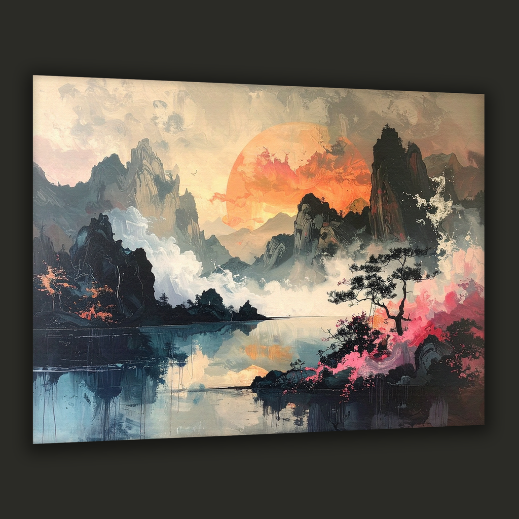Whispering Dawn over Korean Mountains – Korean Landscape Canvas Art