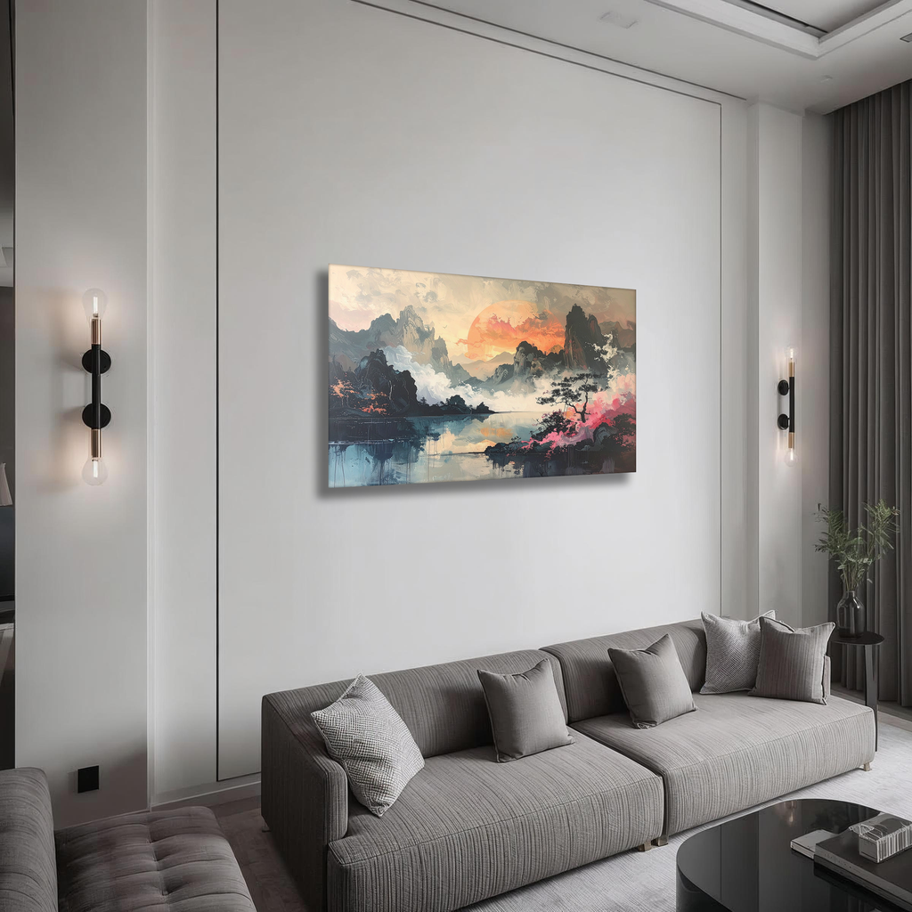 Whispering Dawn over Korean Mountains – Korean Landscape Canvas Art