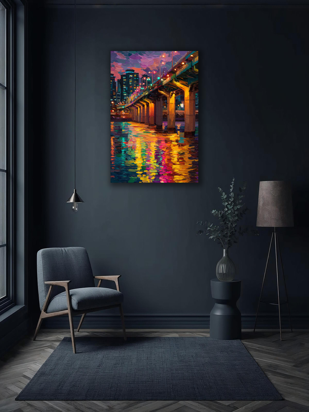 Korean Rainbow Bridge of Seoul Nights Canvas Art