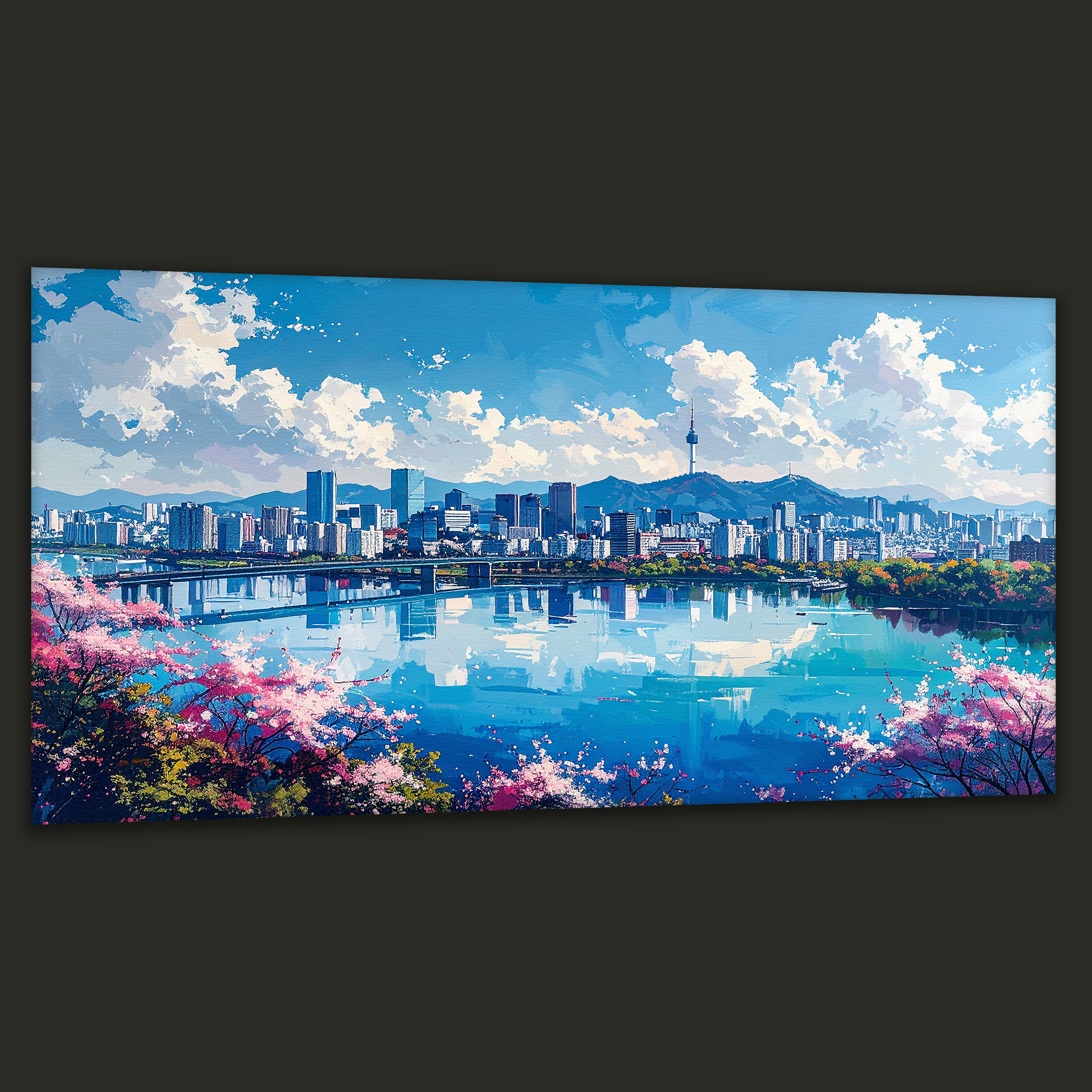 Seoul Reflections in Spring (Landscape Canvas Edition)