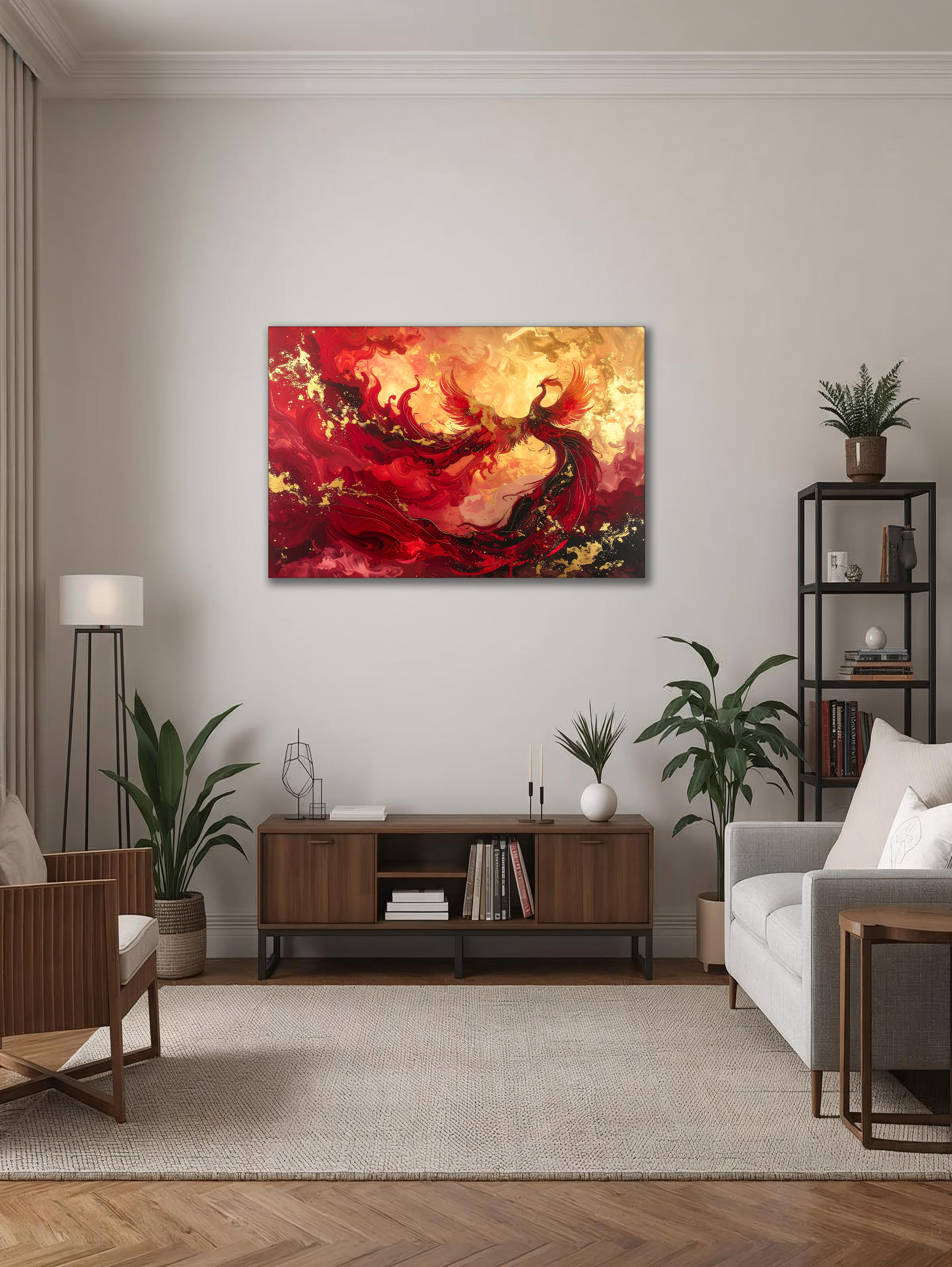 Rebirth of the Phoenix – Korean Mythology Canvas Art