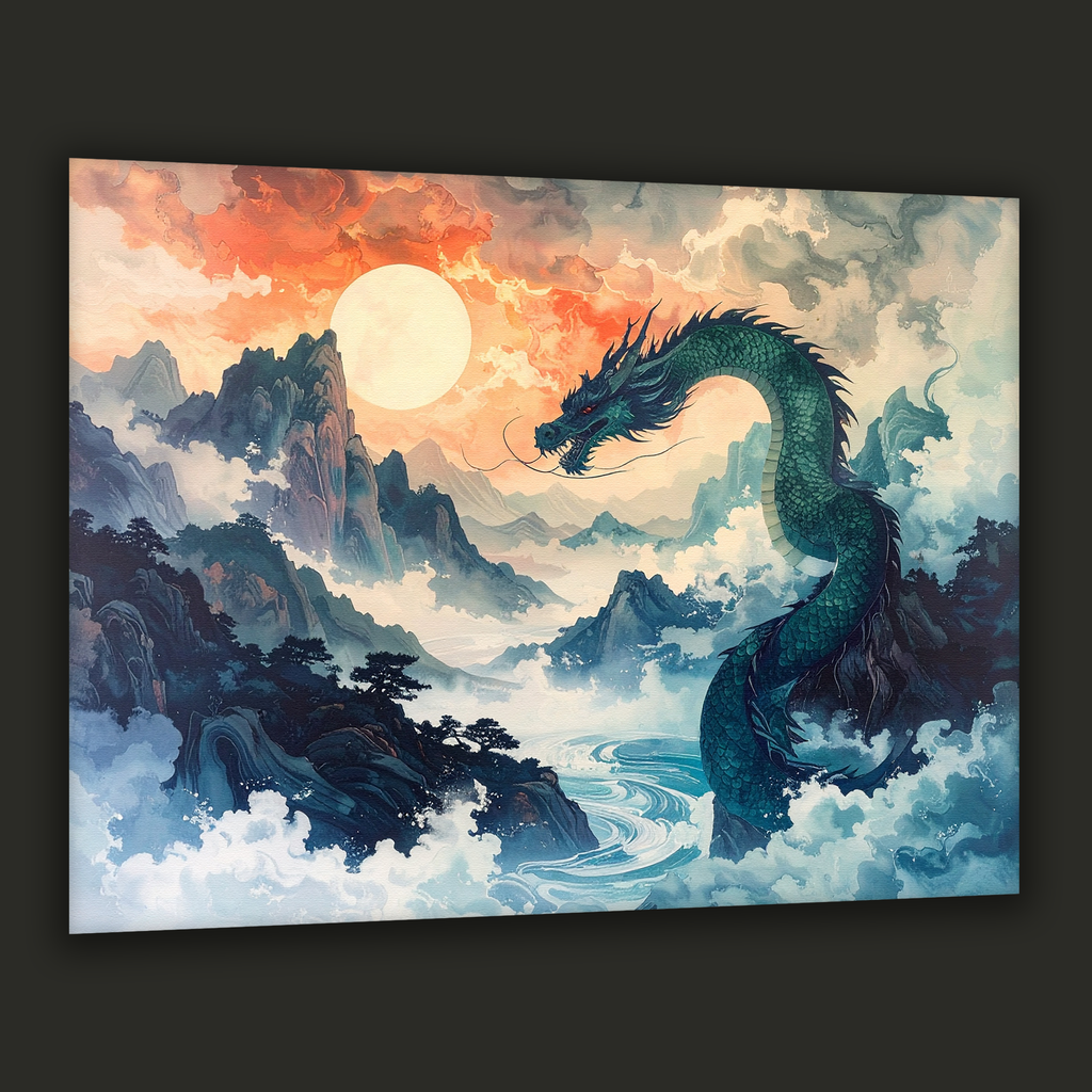 Rise of the Azure Dragon – Korean Mythology Canvas Art
