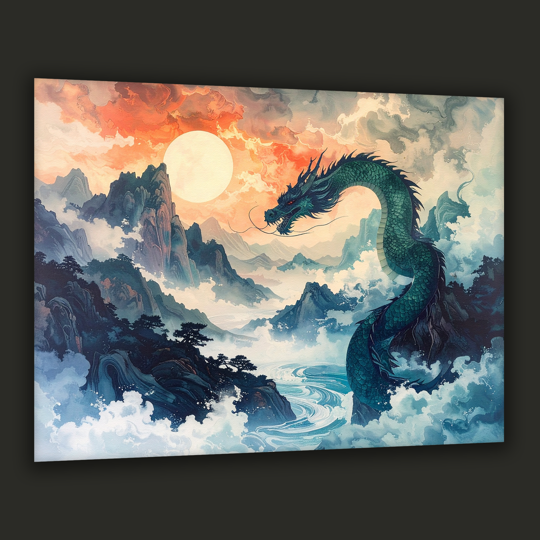 Rise of the Azure Dragon – Korean Mythology Canvas Art