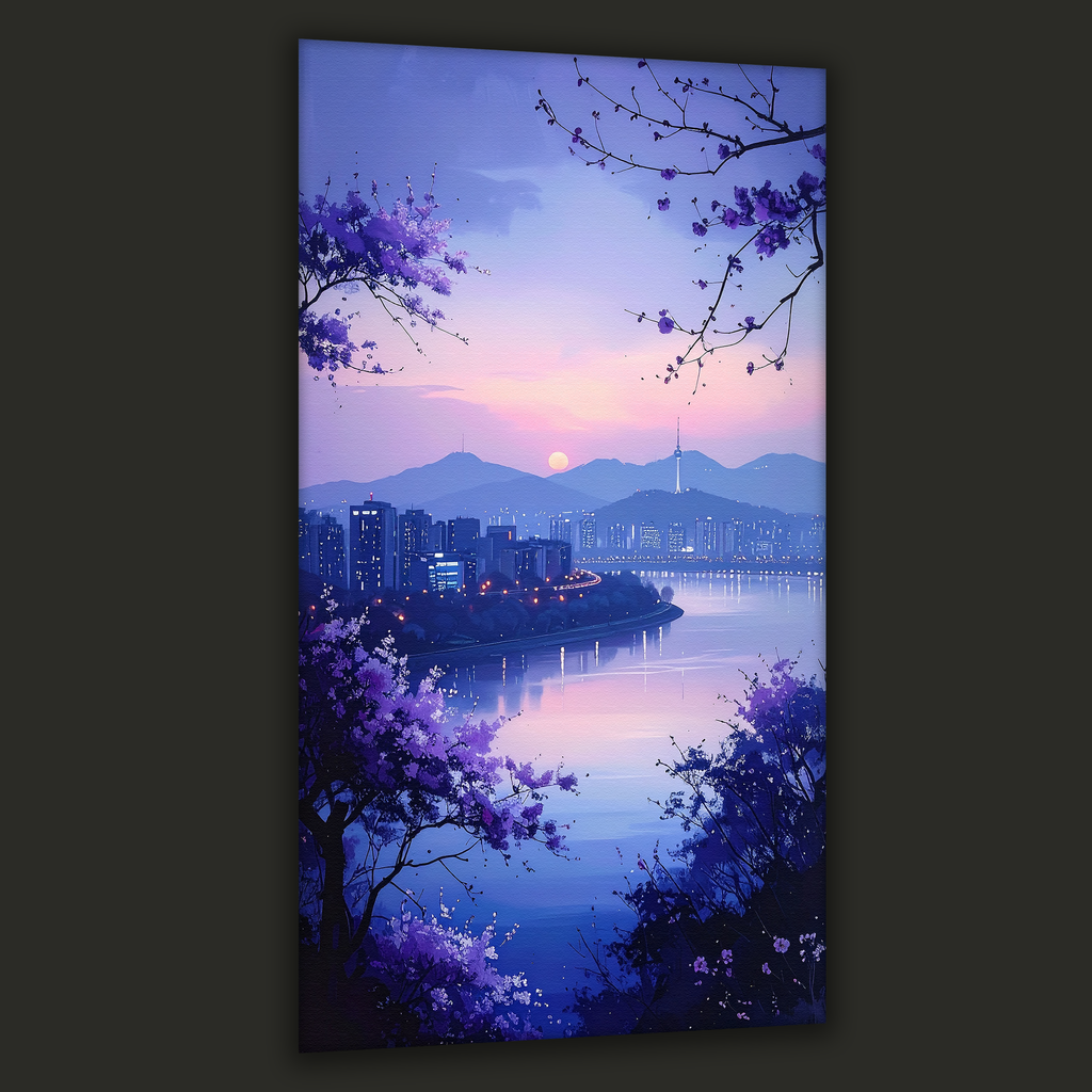 Seoul Dusk over Han River (Portrait Canvas Edition)